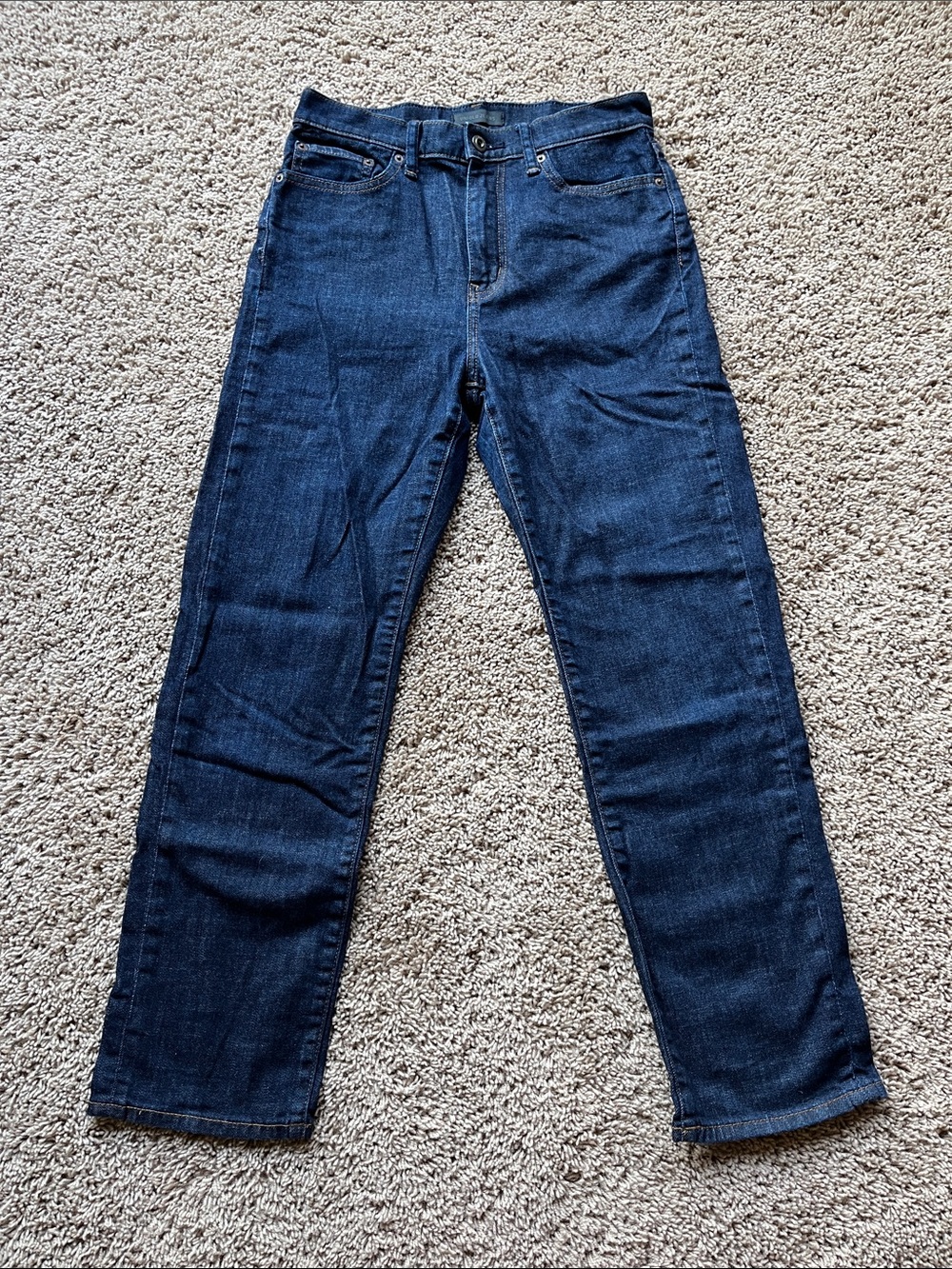 Uniqlo Kaihara Denim High Rise Straight Leg Boyfriend Jeans Dark Wash Size 25